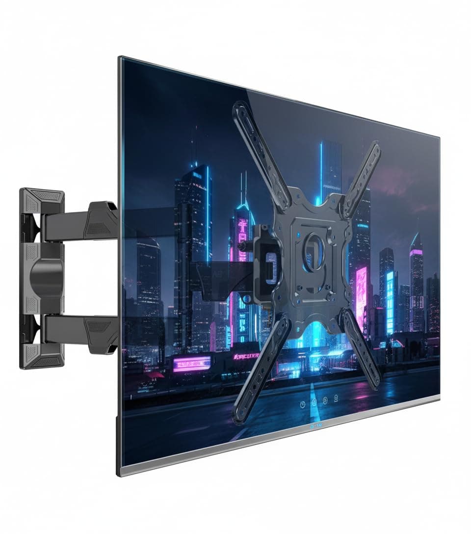 BIG VUE P4 Full Motion Cantilever TV Wall Mount Bracket for 32 to 60 Inch LED LCD Smart TVs, Universal Heavy Duty TV Wall Mount Stand with Swivel Rotation & Tilt Adjustments (Pack of 1)