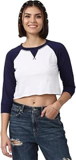 FOREVER 21 Womens Color Blocked Regular Fit Crop Tops