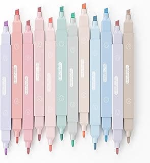 SAMEZONE 12Pcs Aesthetic Cute Pastel Highlighters and Pens No Bleed for School Supplies, Office Journal, DIY Home - Dual Tip Multicolor