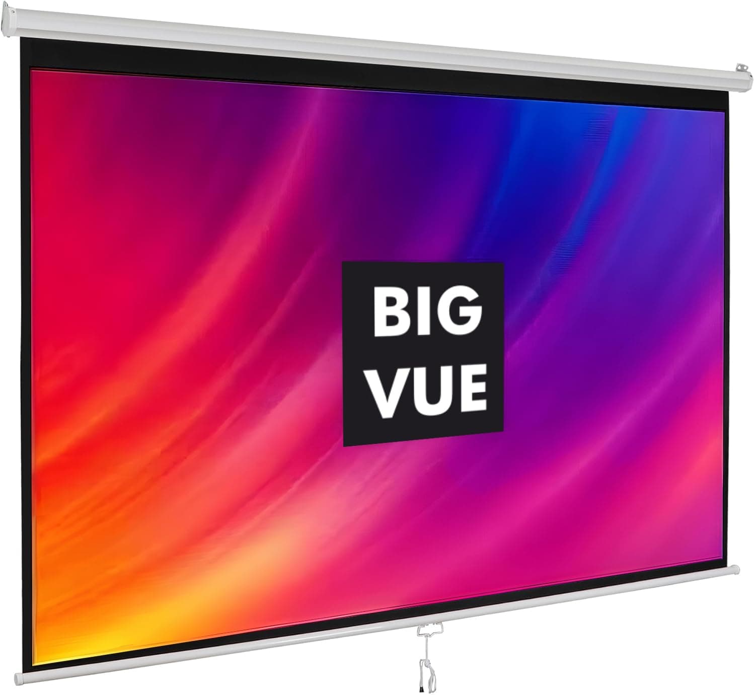 BIG VUE Manual Pull Down Projector Screen, High Gain White Fabric Insta Lock - Auto Lock Projection Screen for Classroom, Home Theatre or Office (84 Inch, 4:3 Aspect Ratio)