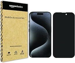 amazon Basics Privacy Tempered Glass for iPhone 15 / iPhone 16 (6.1 Inches) with Edge to Edge Coverage - Anti Spy Screen Protector, Case Friendly and Bubble Free Installation kit - 360° Privacy