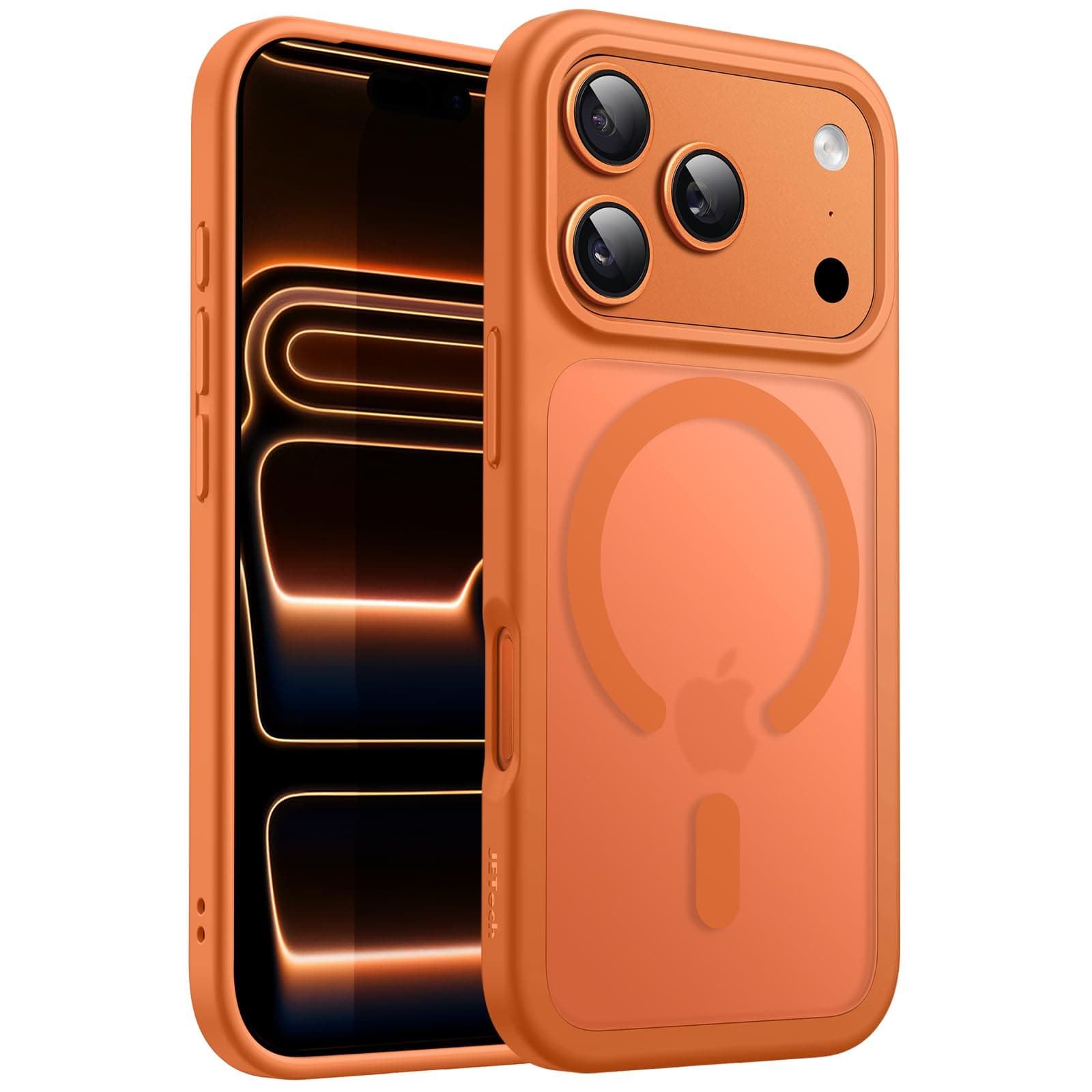 JETech Magnetic Case for iPhone 17 Pro Max 6.9-Inch Compatible with MagSafe, Translucent Matte Back Slim Minimalist Shockproof Phone Cover (Orange)