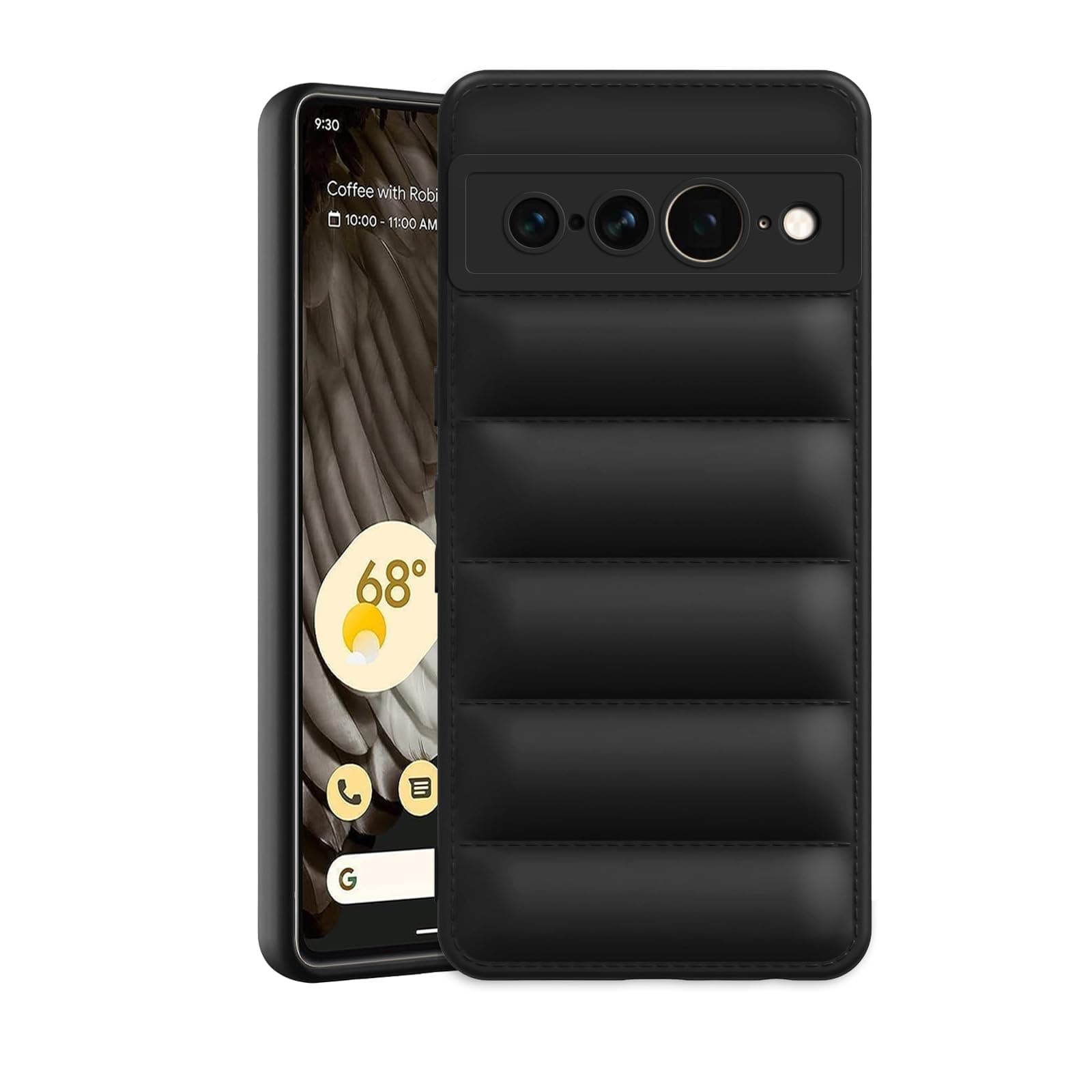 Amazon Brand - Solimo Puffer Case Camera Protection Soft Back Cover for Google Pixel 7 Pro - Black