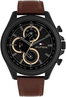 Tommy Hilfiger Quartz Analog with Black Dial Brown Leather Strap Watch for Men - TH1792164