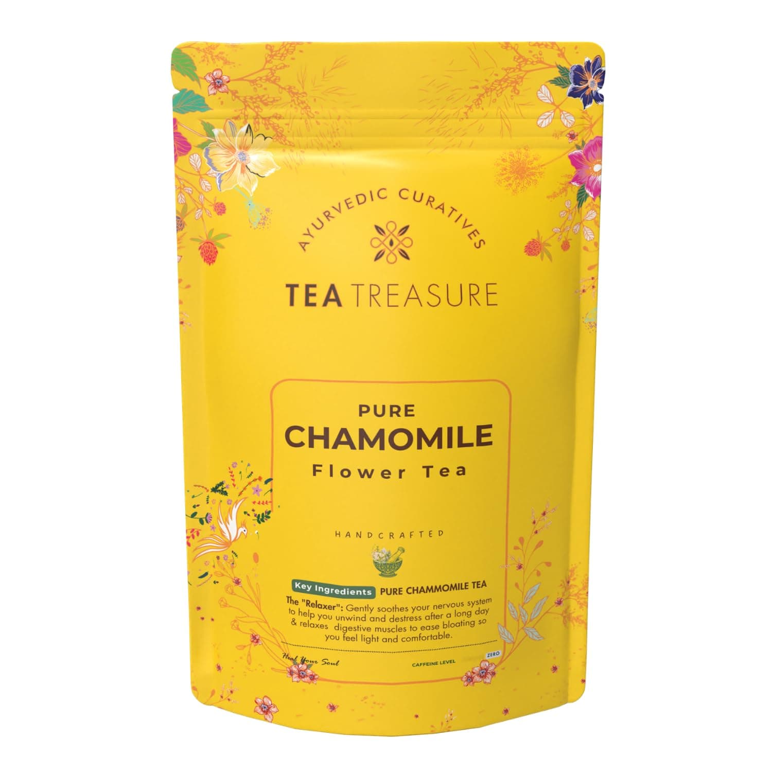 Tea Treasure Chamomile Herbal Tea Chamomile for Sleep, Stress Relief & Anxiety, Caffeine-Free Natural Dried Loose Leaf Chamomile Flower Based Calming - 100g