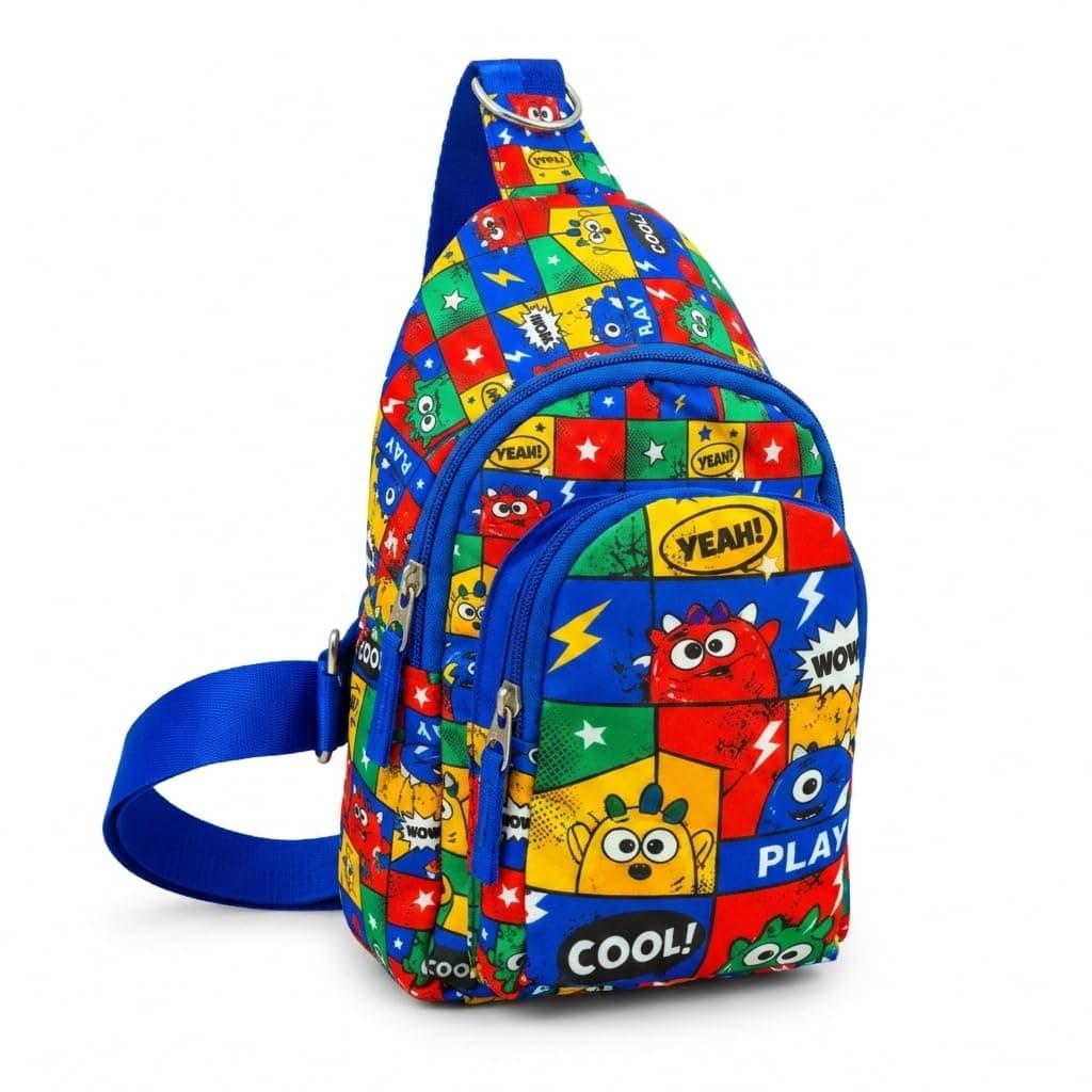 Kizzi Print Colourful Cross body Bags for Boys and Girls Kids School, Picnic, Return Gifts