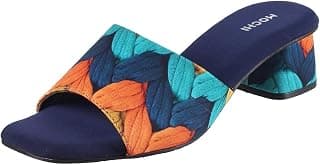 Mochi Women's Block Heel Multicolour Detail Fashion Sandal