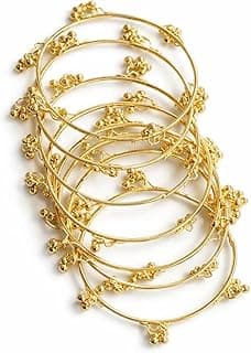 Generic Adora Kashmiri Ghungroo Bangles Set for Women, Ethnic Bridal Wear, Gold Tone Kashmiri Chudi- Lightweight Traditional Jewellery -Set of 8 Chudi (2.6, 8pcs)