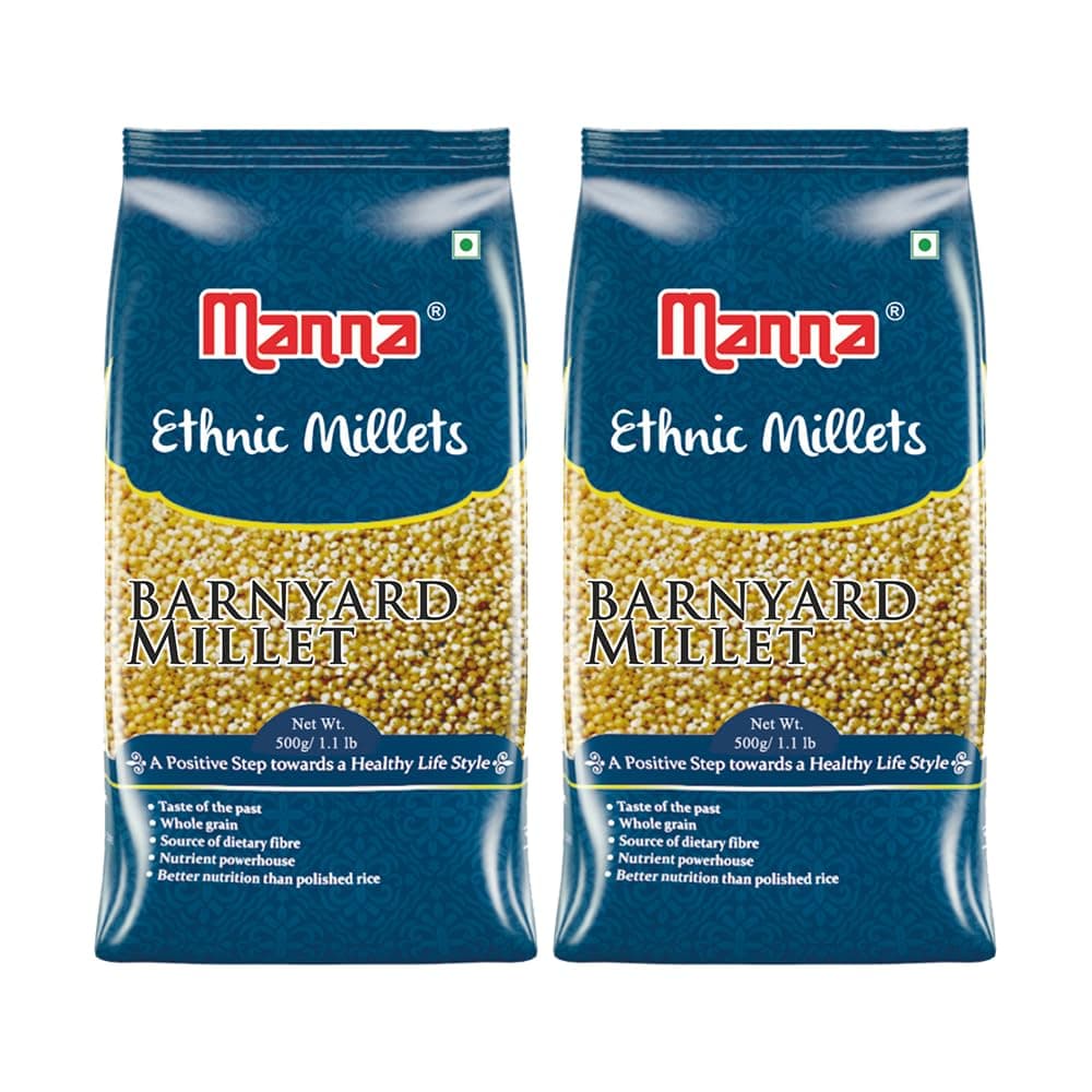 Manna Barnyard Millet 1Kg Unpolished, Certified Low GI, Glycemix Index value 17 Khira/Samak/Kuthiraivally/Udalu/Kodisama/siridhanya/ Samak rice for fasting, 20% more protein & more Fibre than white rice. Natural Grains