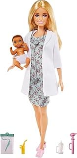 Barbie® Baby Doctor Playset with Blonde Doll (12-in/30.40-cm), Infant Doll, Stethoscope, Thermometer, Oscilloscope, Chart, Blanket & Baby Bottle, Great Gift for Ages 3 Years Old & Up