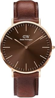 Daniel Wellington Classic Analog Watch for man with Brown Round Dial & Brown Leather Strap Band Water Resistant Men's Wrist Watches - DW00100627K