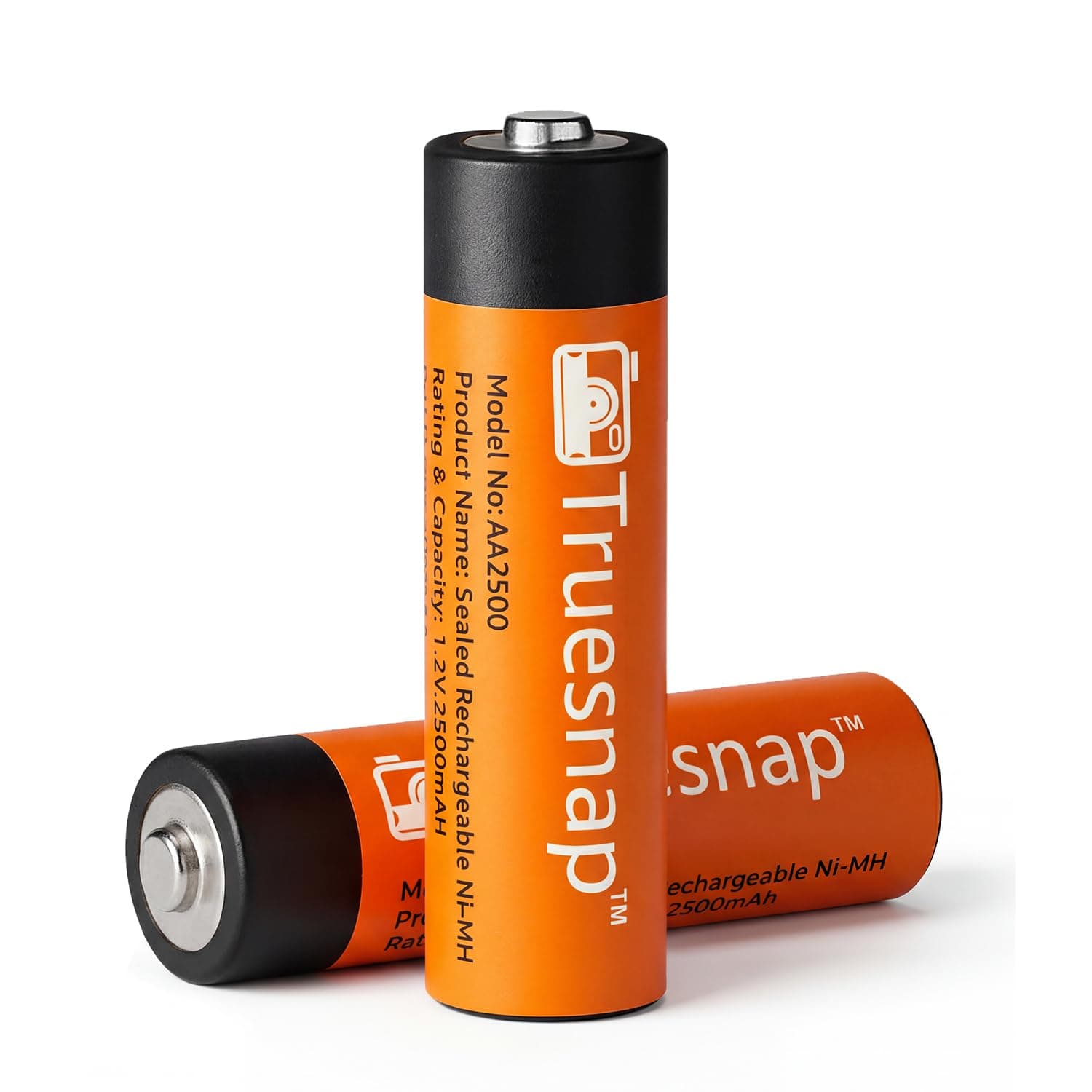 TechMaven Truesnap AA Rechargeable Batteries 2500mAh Ni-MH 1.2V for Camera Game Controller Remote Toys & Wireless Devices | Fast Charging High Capacity Double A Battery Cells | Pack of 2