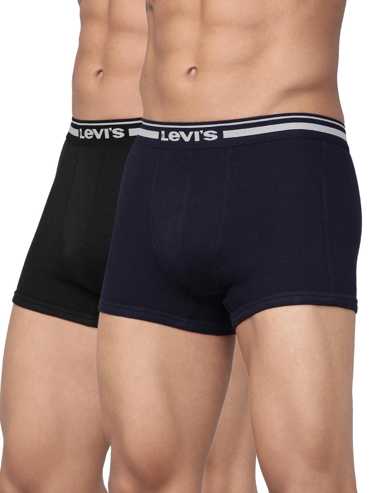 Levi's 003 Classic Trunk for Men | 100% Pure Cotton | Solid | Durable Comfort | Breathable Men's Underwear | Anti-Roll Waistband | Extra Supportive Gusset | No Ride-Up Leg Fit | Pack of 2
