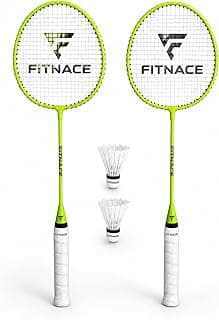 Badminton Racket Set 2 Pc with 2 Pc White Nylon Shuttle Feather Style Durable Lightweight Racquet Set