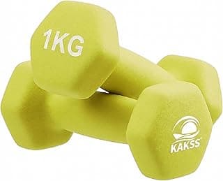 Kakss Neoprene Dumbbells Set, 1kg Pair (2 x 1kg) Green Dumbbell Weights, Hand Weights Set for Women and Men, Gym Weights for Home Gym Equipment and Fitness Training, Strength Workouts