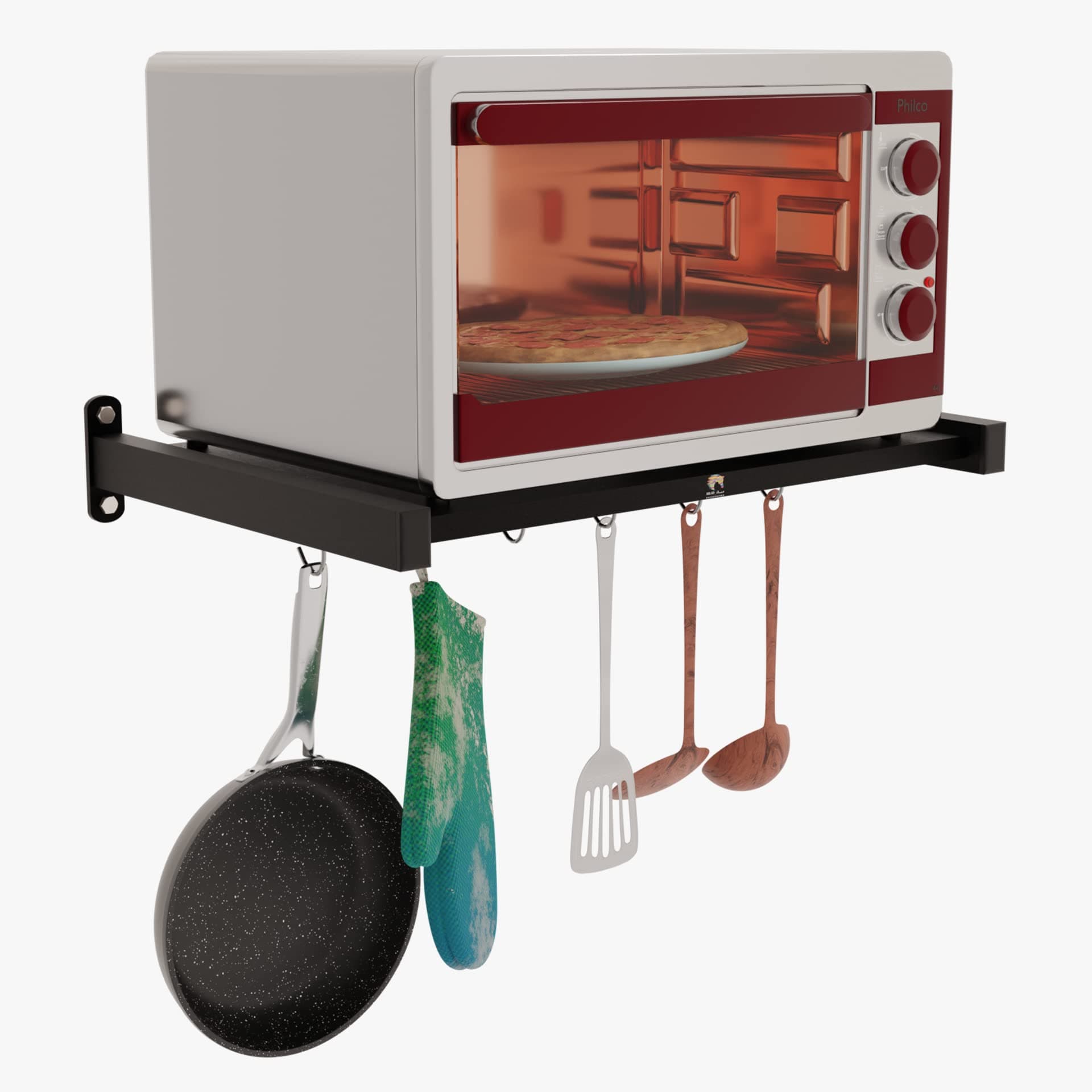 MILAD SAIFIX Iron Microwave Oven Stand for Kitchen | Wall Mounted Dish Rack | Pot Racks | Storage Stand | Utensil Organiser | Printer Shelf | Fax Rack (60 L x 40 W x 10 H in CM's, Black Color, OS-21)