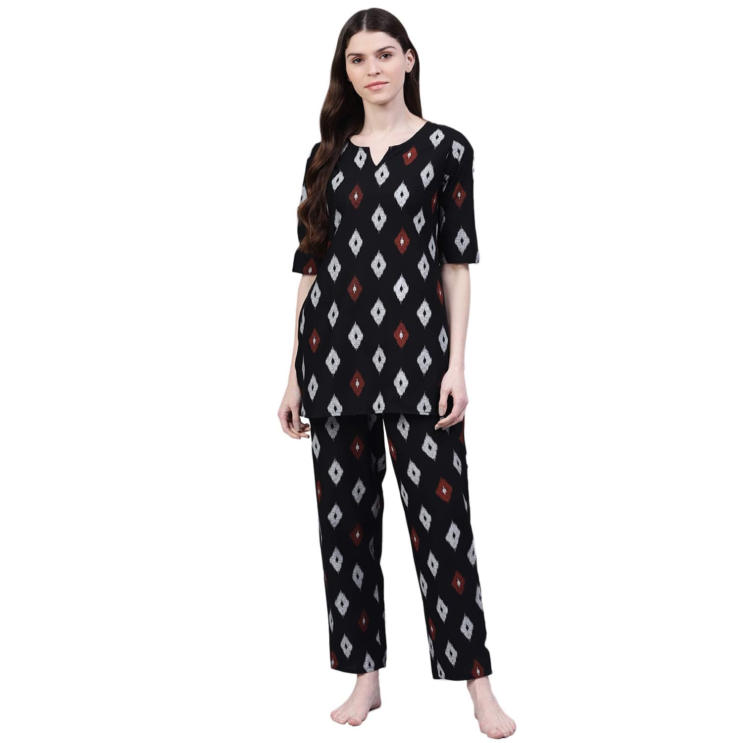 Stylum Women's Cotton Block Print Night Suit Set