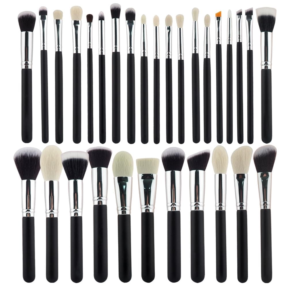 KIRA 30Pcs Professional Makeup Brush Set Original Natural-Synthetic Kabuki Foundation, Face Powder, Highlighter, Contour, Eye Shadow, Eyebrow, Eyeliner, Makeup Tools Kit For Women
