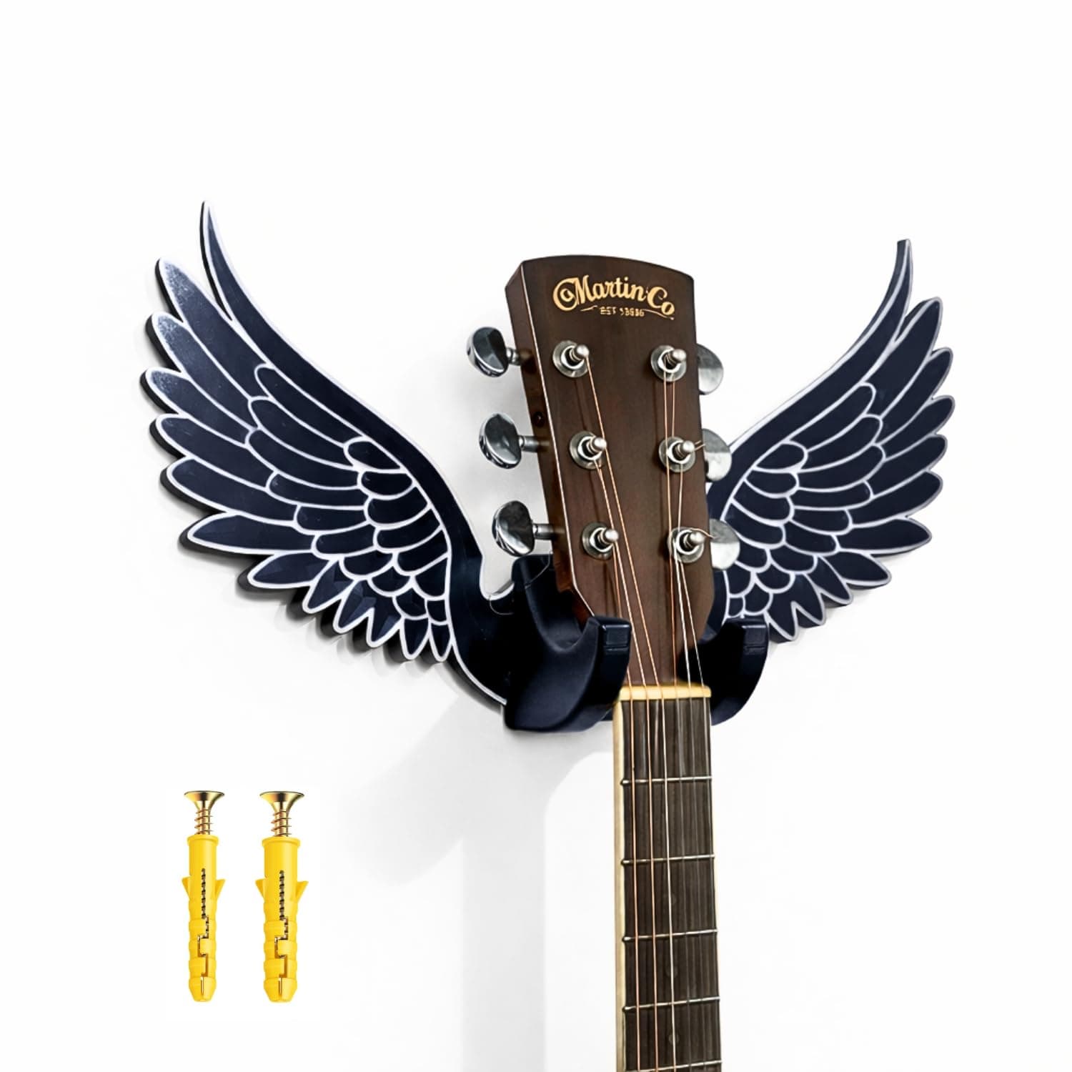 Sanchi Homes AEROWING™ Wing Guitar Wall Mount Holder | Wide Cradle Guitar Hanger for Acoustic, Electric & Classical Guitars | Decorative Wall Hook | Durable Bioplastic | 60mm Wide