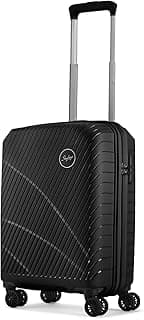 Skybags Streax|Cabin Trolley Bag, 55 Cm, Small Hardside Luggage|8 Wheels Spinner, Combination Lock|Polypropylene|Suitcase for Travel|5 Year International Warranty|Black