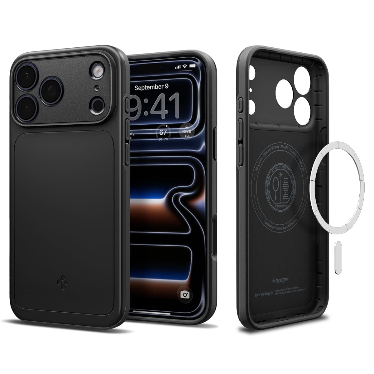 Spigen Thin Fit MagFit Back Cover Case for iPhone 17 Pro, MagSafe Compatible, Slim Frame - Polycarbonate + TPU | Black