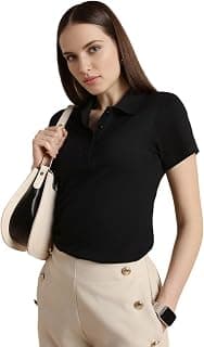 Van Heusen Women's Regular Comfort Fit Cotton Rich Button Polo T-Shirt