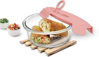 Treo by Milton Lumino Fresh Round 400 Borosilicate Glass Containers for Kitchen I Microwave Safe I Leak Proof with Air Vent Lid I 400 ml, Set of 1, Peach