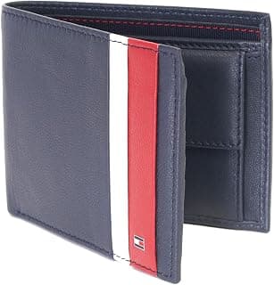 Tommy Hilfiger Men's Global Coin Wallet Devan - Navy | 1 Coin Pocket | 2 Compartments | 4 Cards Slots | Stylish Men's Leather Wallet