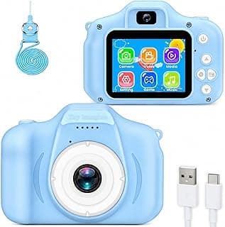 Toy Imagine Kids Digital Camera Toy 3.0MP 1080P Video Camera with 2-Inch Screen & 32GB Capacity USB Rechargeable with Games,Filters,Time-Lapse Educational Birthday Gift for Boys & Girls Age 3–12(Blue)