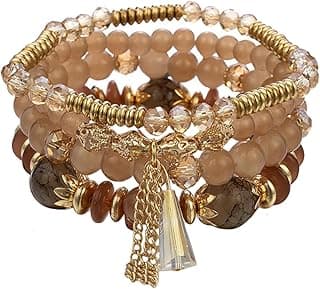 Shining Diva Fashion Latest Stylish Bohemian Stackable Multilayer Crystal Charm Beaded Bracelet for Women Girls
