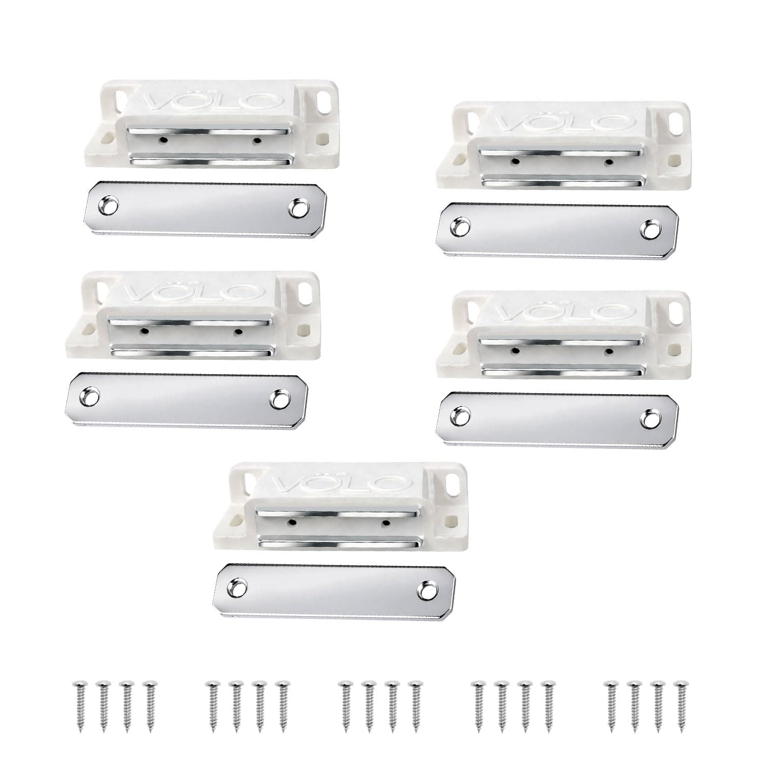 VOLO Pack of 5 Cabinet Magnetic Door Catcher – Strong PVC Door Magnet, Silent Door Closing, Cupboard Wardrobe Kitchen Door Catcher White