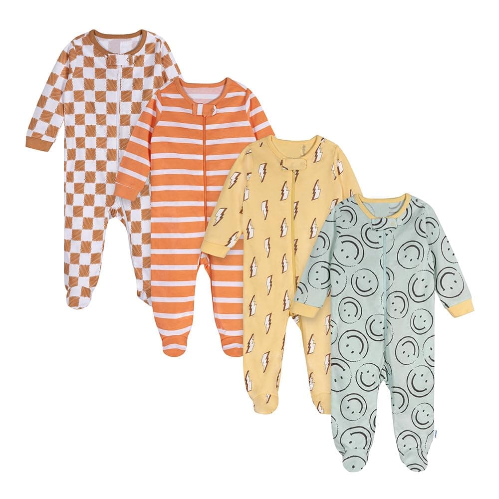 ONESIES Brand Baby Boys 4-Pack 'N Play Footies and Toddler Sleepers
