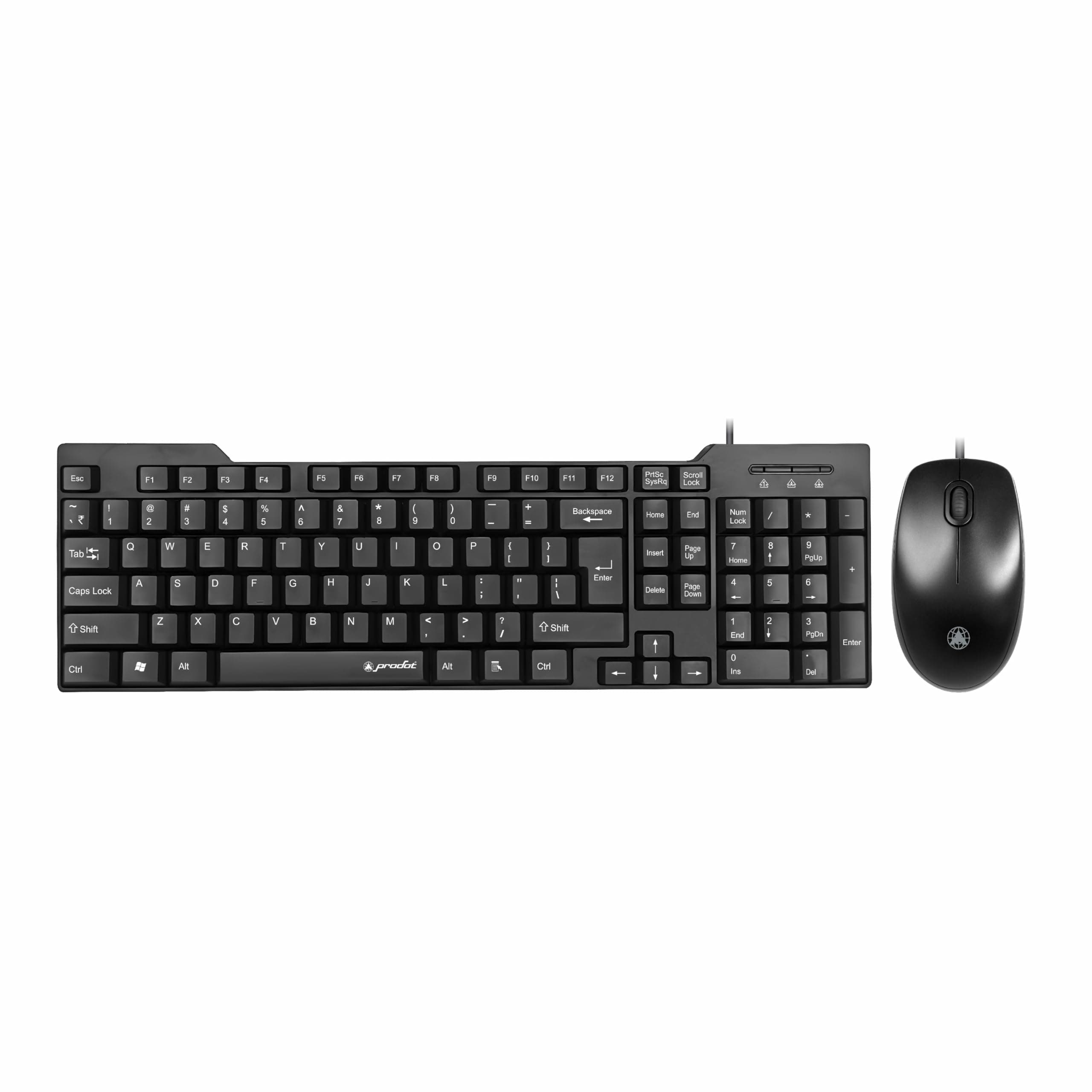 Prodot Wired Keyboard and Mouse Combo I Plug & Play I High Resolution 1000 DPI I 10M Keystrokes I Spill Resistant I Ergonomic Design I 1.2m Cable I Works with Windows, iOS, Linux I 1 Year Warranty
