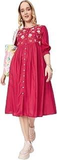 Max Women A-Line Embroidered Midi Dress