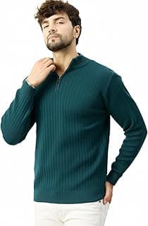 Pivl Men's Winter Half Zip Solid Warm Sweater