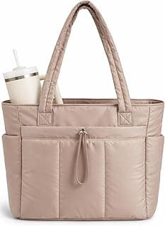 Prplet Large Tote Bag for Women | Multi-Pocket Travel Shoulder Bag with Tumbler Pocket | Work, Office, College, Travel & Daily Use Handbag