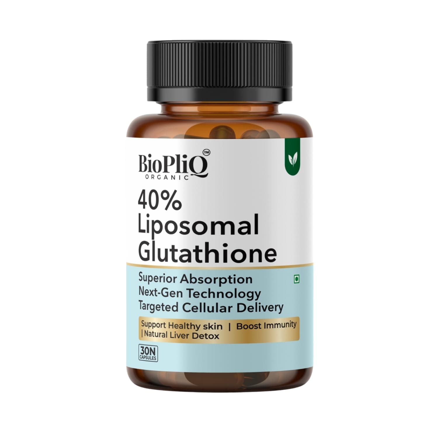 BIOPLIQ Liposomal Glutathione 650mg | Internationally Tested & Lab Verified Quality | Antioxidant Support with Vitamin C, E, Biotin, Ashwagandha, Milk Thistle | 30 Veg Capsules