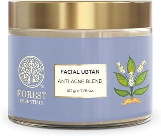 Forest Essentials Facial Ubtan Anti Acne Blend | Multani Mitti | Ayurvedic Face Pack for Acne Prone Skin | Removes Pigmentation, Blemishes, Acne Scars | With Neem & Turmeric, 50 gram