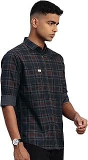 Majestic Man Men Comfort Slim Fit Opaque Checked Pure Cotton Casual Shirt