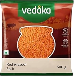 Amazon Brand - Vedaka Popular Unpolished Red Masoor Dal Split, 500 g|Naturally Rich in Protein||Naturally Cholesterol free