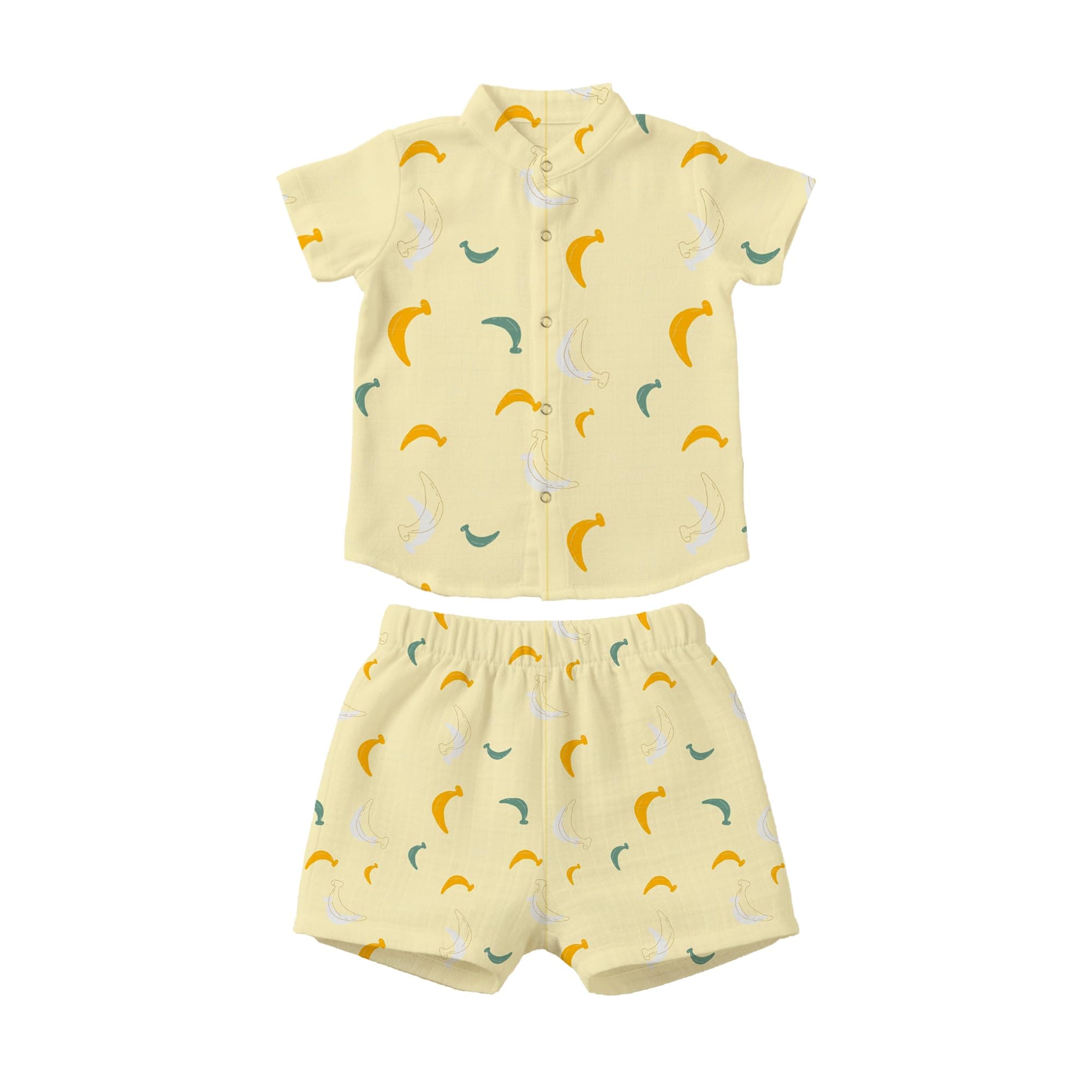 Mookoo Premium Muslin Baby Shirt & Shorts Set | Ultra-Soft Cotton Co-Ord for Newborns | Lightweight, Breathable & Skin-Friendly Wear