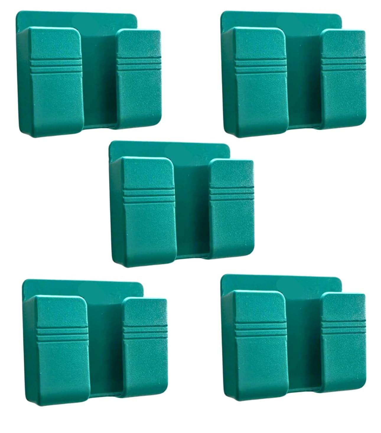 WALLVIEW TECH Pack of 5 Wall Mounted Mobile Holder Storage Case for Remote Wall Mounted Mobile Stand/Multi Purpose Stand with Hole for Phone Charging (Green)