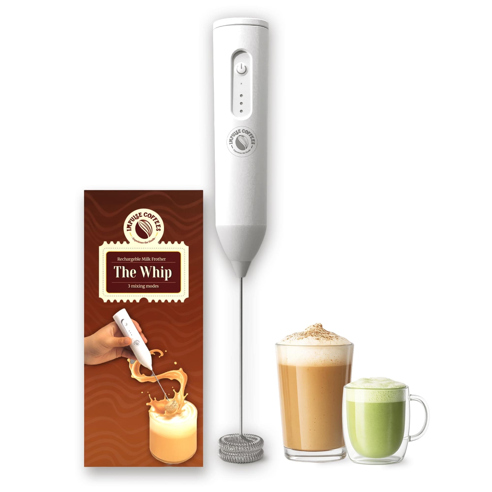 Impulse Coffees The Whip | Rechargeable Coffee Frother Electric | Smooth Operation,3 Modes | Stainless Steel Electric Whisker | USB Charging | Easy to Clean | Best for Coffees, Milk, Lattes, Espresso
