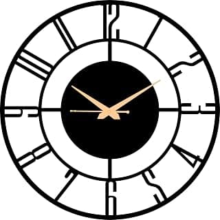 Craftique Metal Wall Clock for Living Room Wall Clock Big Size for Hall Large Watch for Home Big Size for Hall Large Modern Wall Clock Fancy Design Antique Wall Clocks (50 cm) (6 Months Warranty)