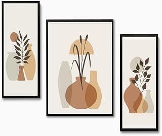 Rousrie Wall Painting Frames For decor, Pictures Frame For Living Room, Home Decoration, Bedroom, Set of 3, 1pc- 23 x 30 cm, 2pc- 12.5 x 30 cm (Design 17)
