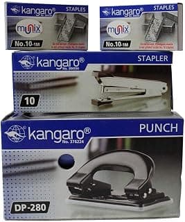 kangaro Set of 1 Stapler, 2 pin Box, 1 Paper Punch