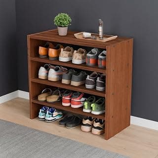 Enigmatic Woodworks Wooden Shoe Rack for Home, Shoes Chappal Slippers Organizer Stand, Small Shoerack Organiser DIY (Do it Yourself) (SR-4T Walnut)