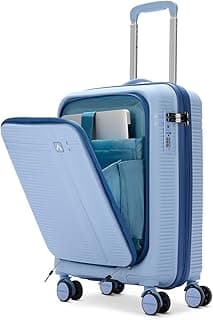 Aristocrat Solana Cabin Trolley Bag 53cm | Small | Hard Luggage | 8-Wheel Suitcase with Laptop Compartment for Business Travel | TSA Lock with Anti-Theft Zipper | 3 Years International Warranty (Blue)