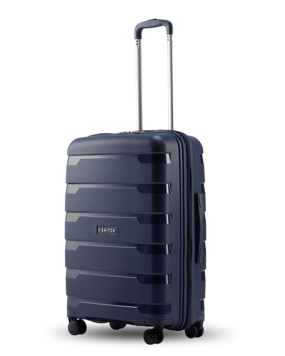 SNITCH Layer Medium Size Blue Polypropylene Hard Travel Suitcase - Suitcase Medium Size & Luggage with 8 Wheels, Premium Lock, Wet & Dry Pouch & Free Shoe Bag