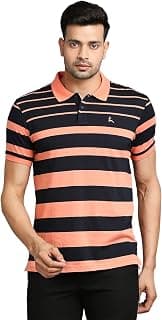 Parx Men's Pure Cotton Yarn Dyed Pattern Regular Fit Polo Collar Polo Neck Half Sleeve Casual T-Shirt